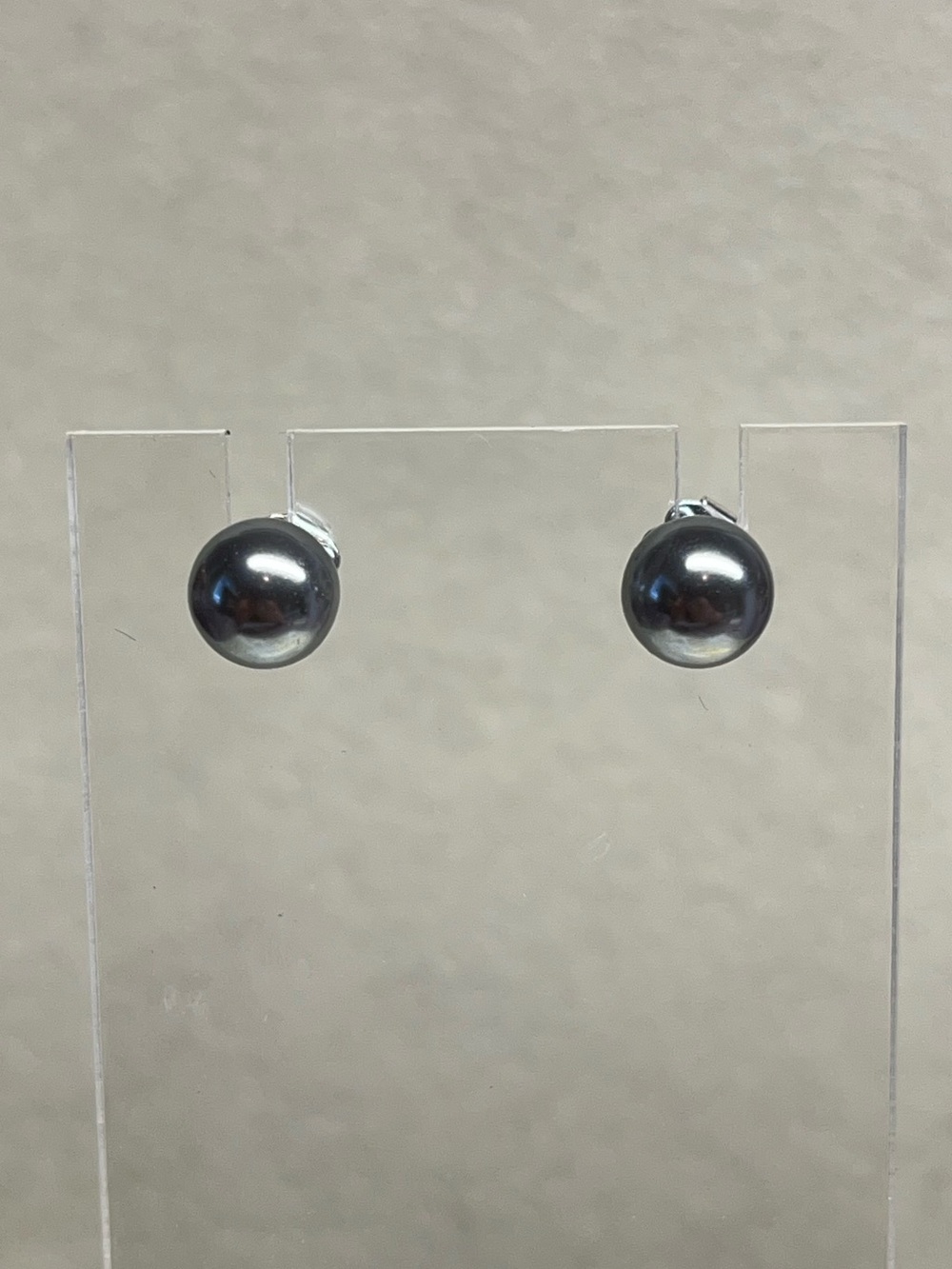 Avon JJH Gray Faux Pearl Stud Earrings Vintage Signed